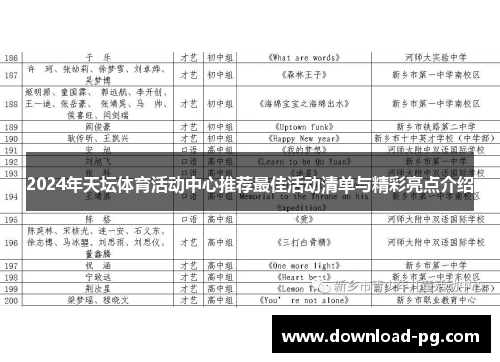 2024年天坛体育活动中心推荐最佳活动清单与精彩亮点介绍
