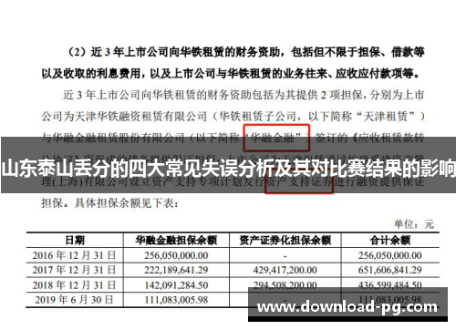 山东泰山丢分的四大常见失误分析及其对比赛结果的影响
