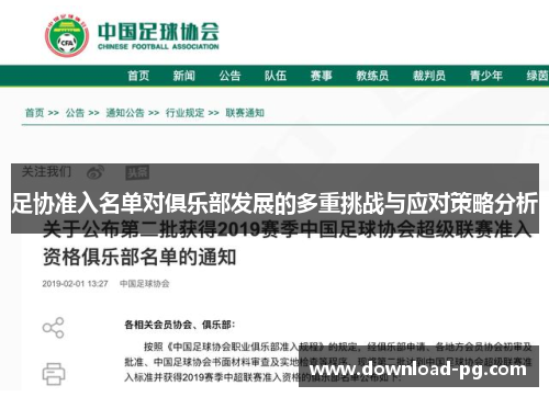 足协准入名单对俱乐部发展的多重挑战与应对策略分析