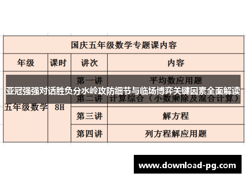 亚冠强强对话胜负分水岭攻防细节与临场博弈关键因素全面解读